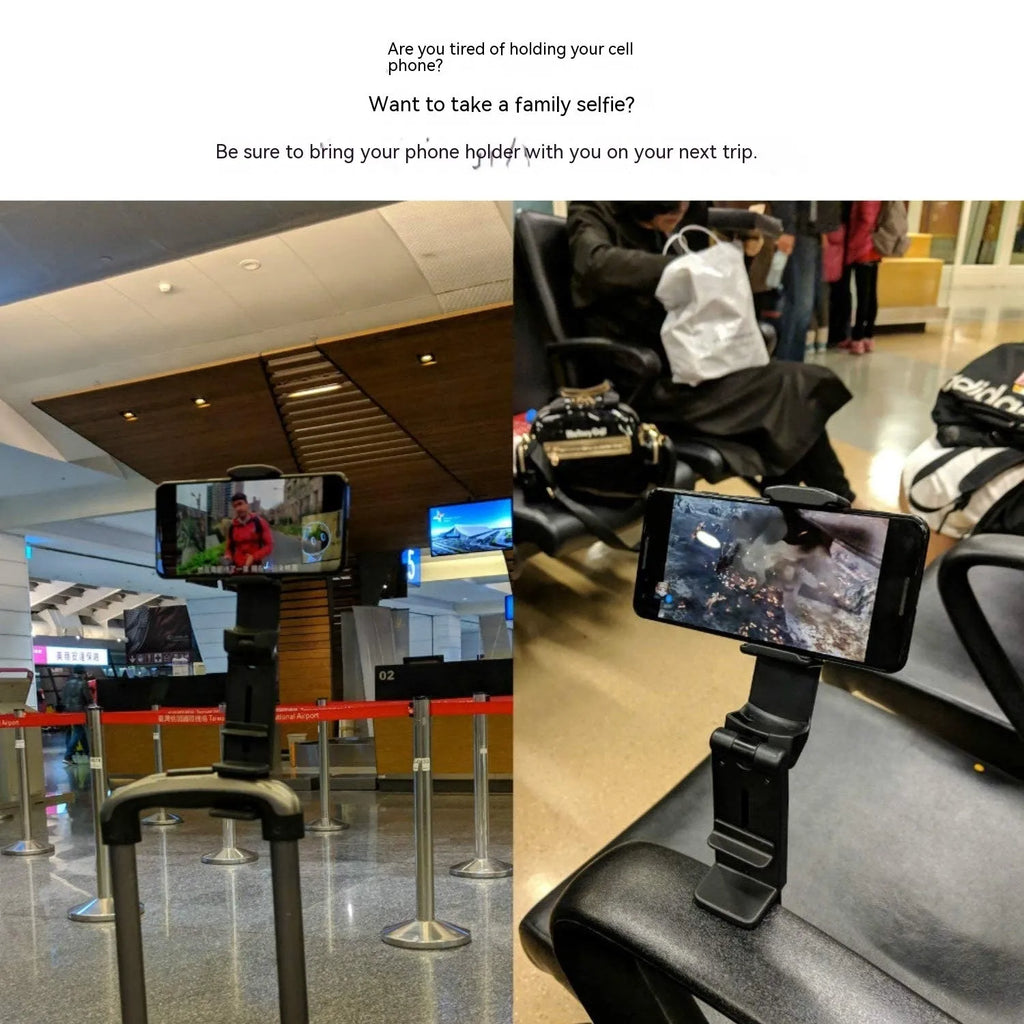 Universal foldable rotating phone holder in black colour showing adjustable viewing angles