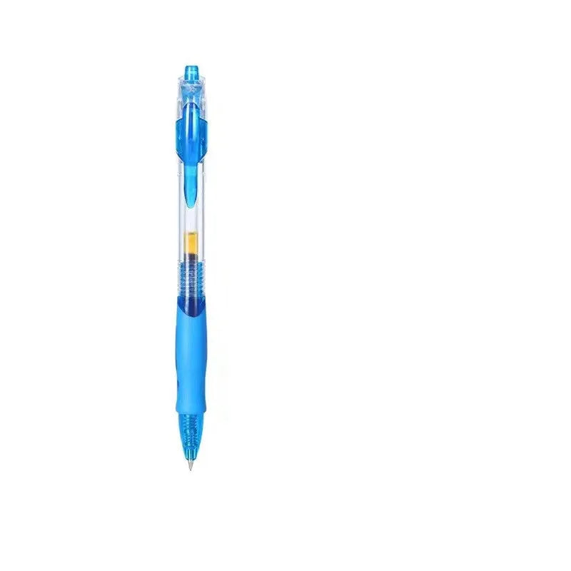 Black, red, and blue 0.5mm gel pen with plastic barrel