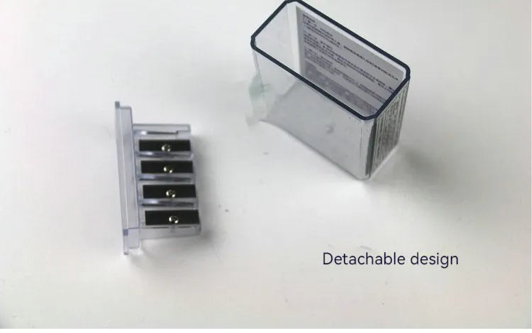 Geometric plastic pencil sharpener with four sharpening holes for sketching pencils