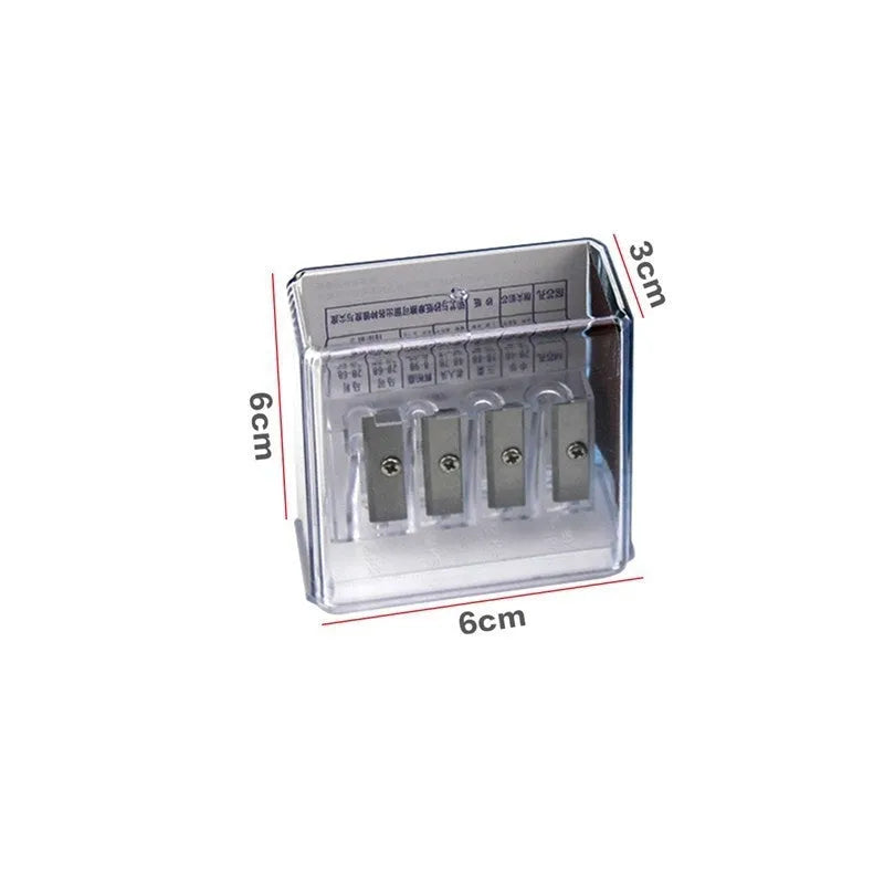 Geometric plastic pencil sharpener with four sharpening holes for sketching pencils
