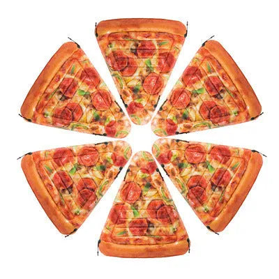 Pizza-themed inflatable surfboard recliner measuring 175cm for pool and beach use