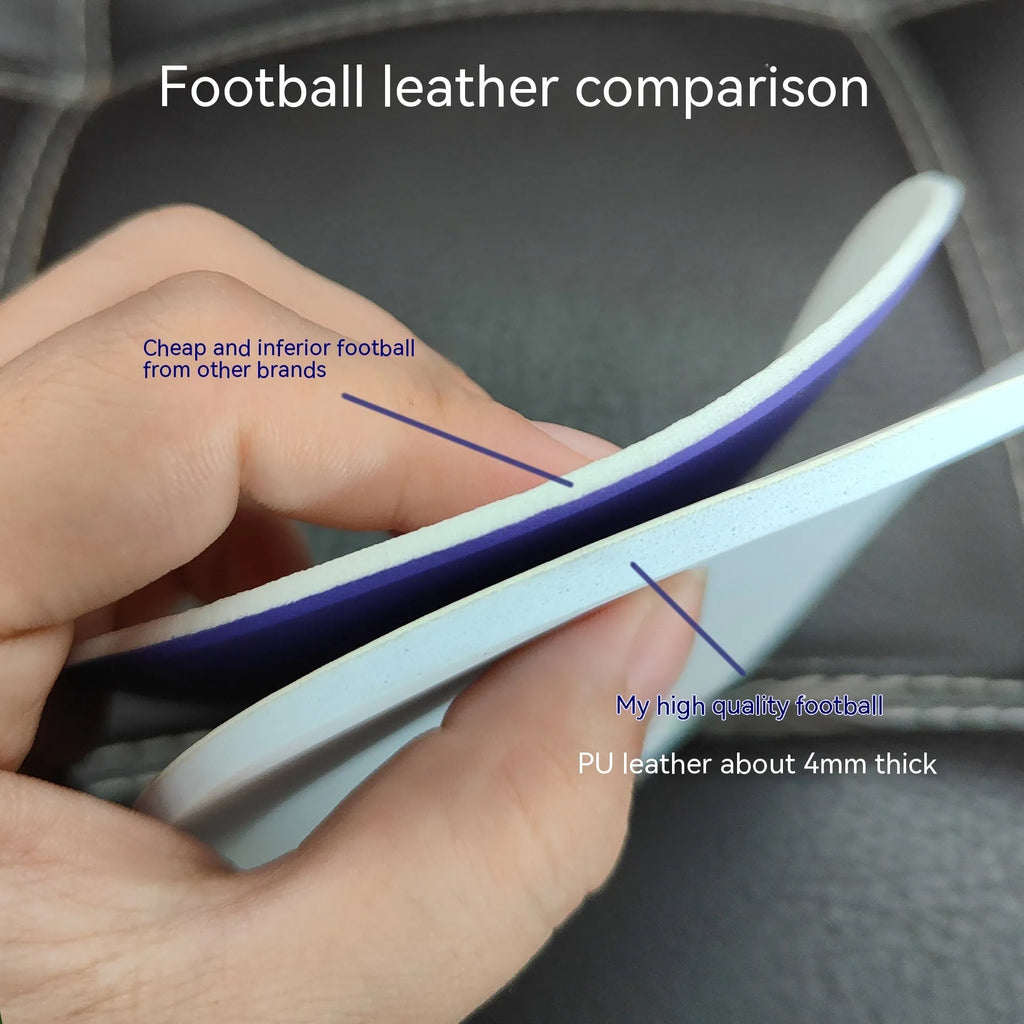 Fluorescent green size 5 football with seamless thermal adhesive patch construction
