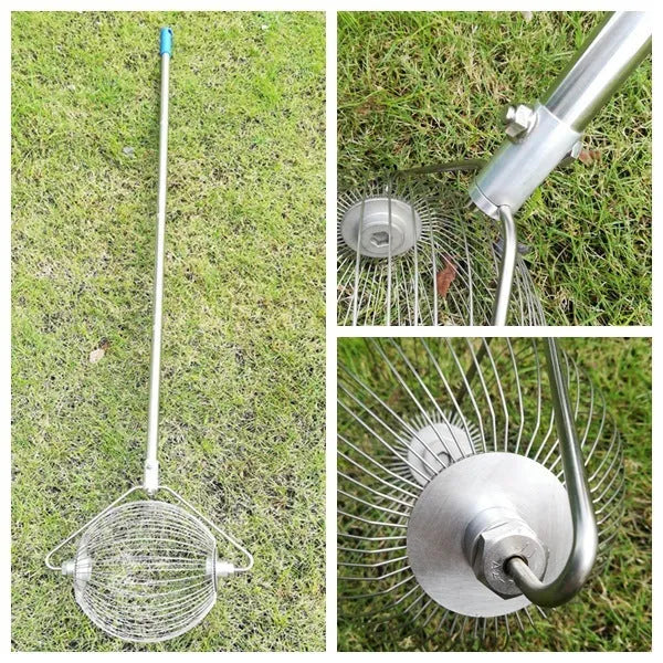 Stainless steel golf ball picker in metallic colour