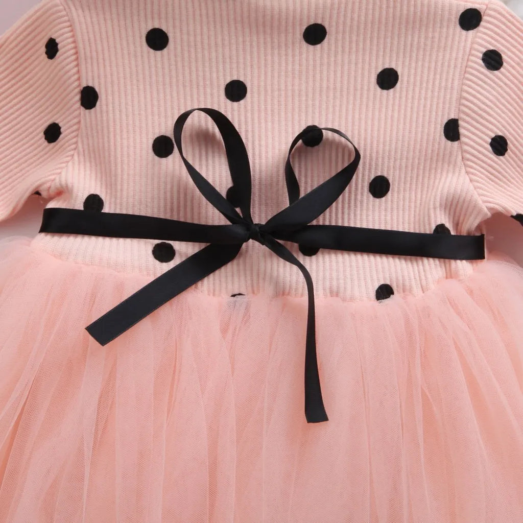 Baby girl's long sleeve black lace tutu dress for birthday parties and christenings
