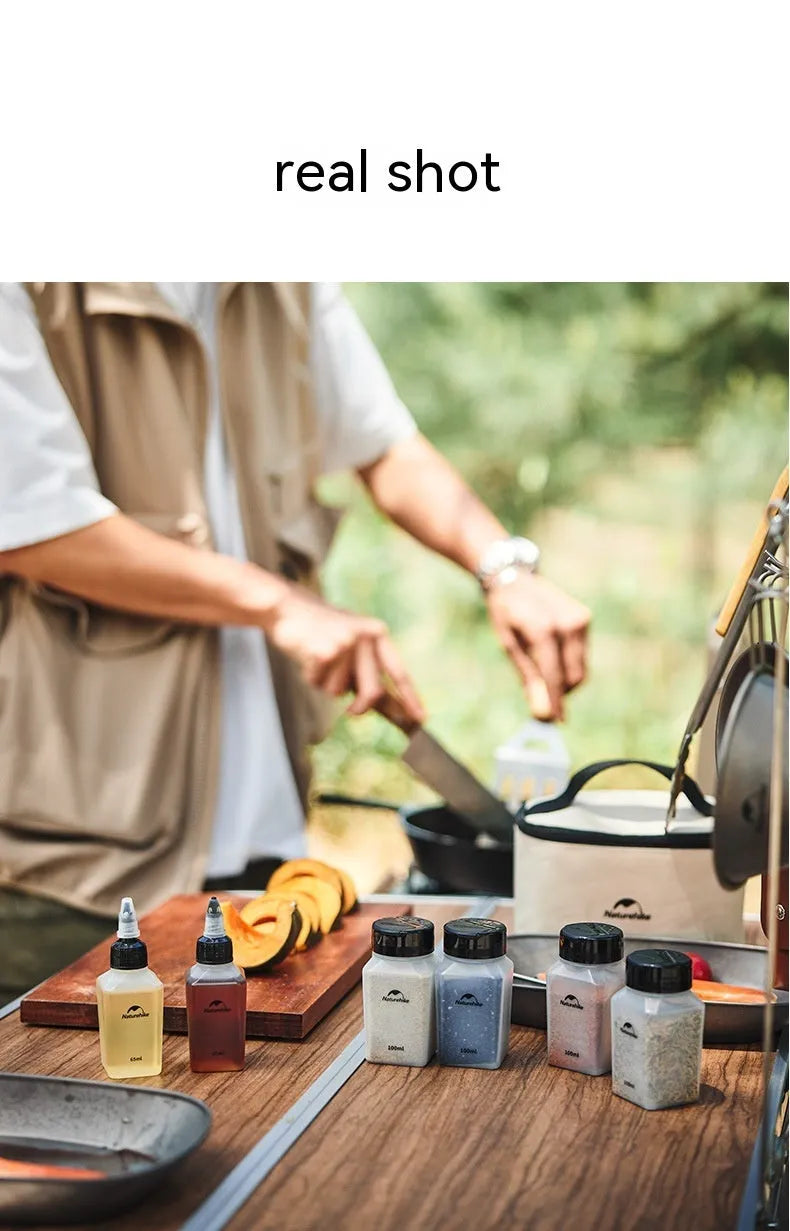 Naturehike six-piece transparent seasoning bottle set with PP plastic containers for outdoor cooking