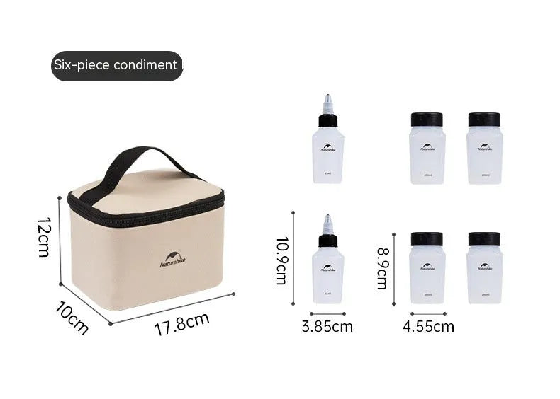 Naturehike six-piece transparent seasoning bottle set with PP plastic containers for outdoor cooking