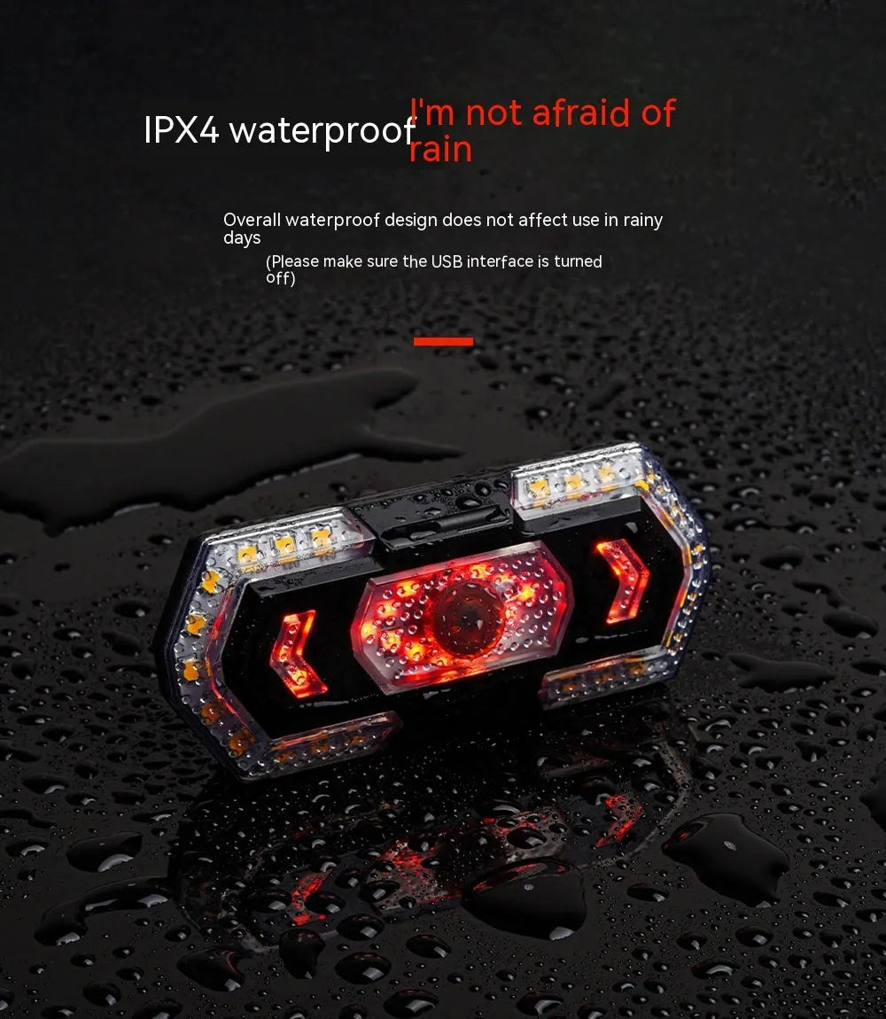 Black wireless remote control LED car taillight with USB charging port showing waterproof construction