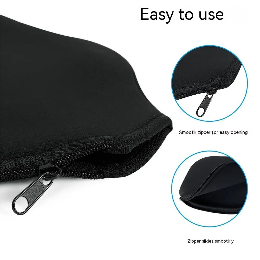Black neoprene table tennis racket protective sleeve for equipment protection