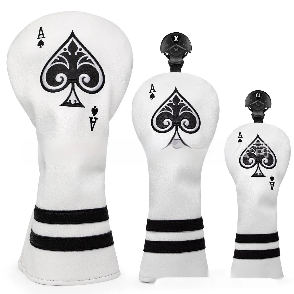 A PU golf putter sleeve in one of three colours, designed to cover a putter head and shaft.