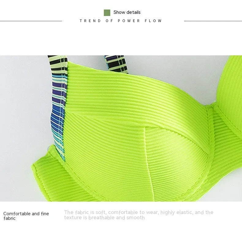 Green women's halter bikini set with sleeveless top and split briefs on a mannequin.