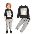 Boys cotton two-piece clothing set with long sleeves and letter pattern