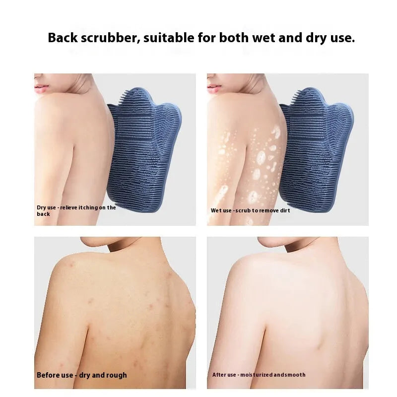Blue silicone bath massage cushion with textured surface measuring 31 by 32 centimetres
