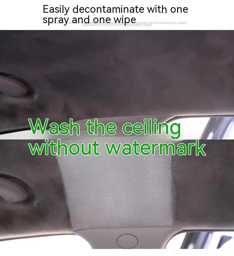 Wash-free fabric roof foam decontamination cleaner bottle with towel and sponge wipes for car interior cleaning