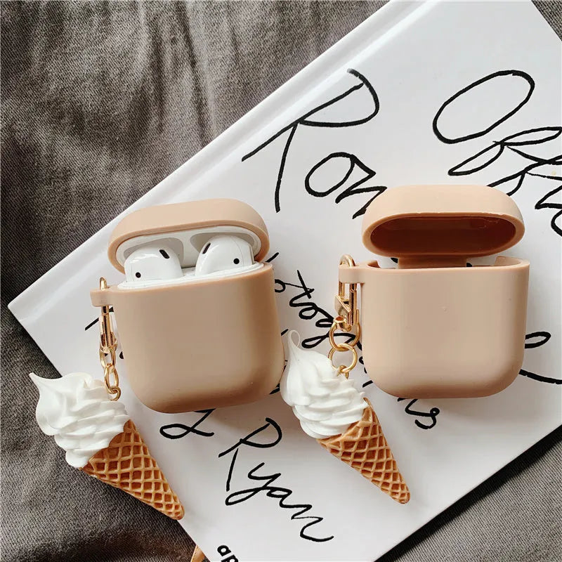 Silicone AirPods 2 case with cylinder ice cream design in assorted colours.
