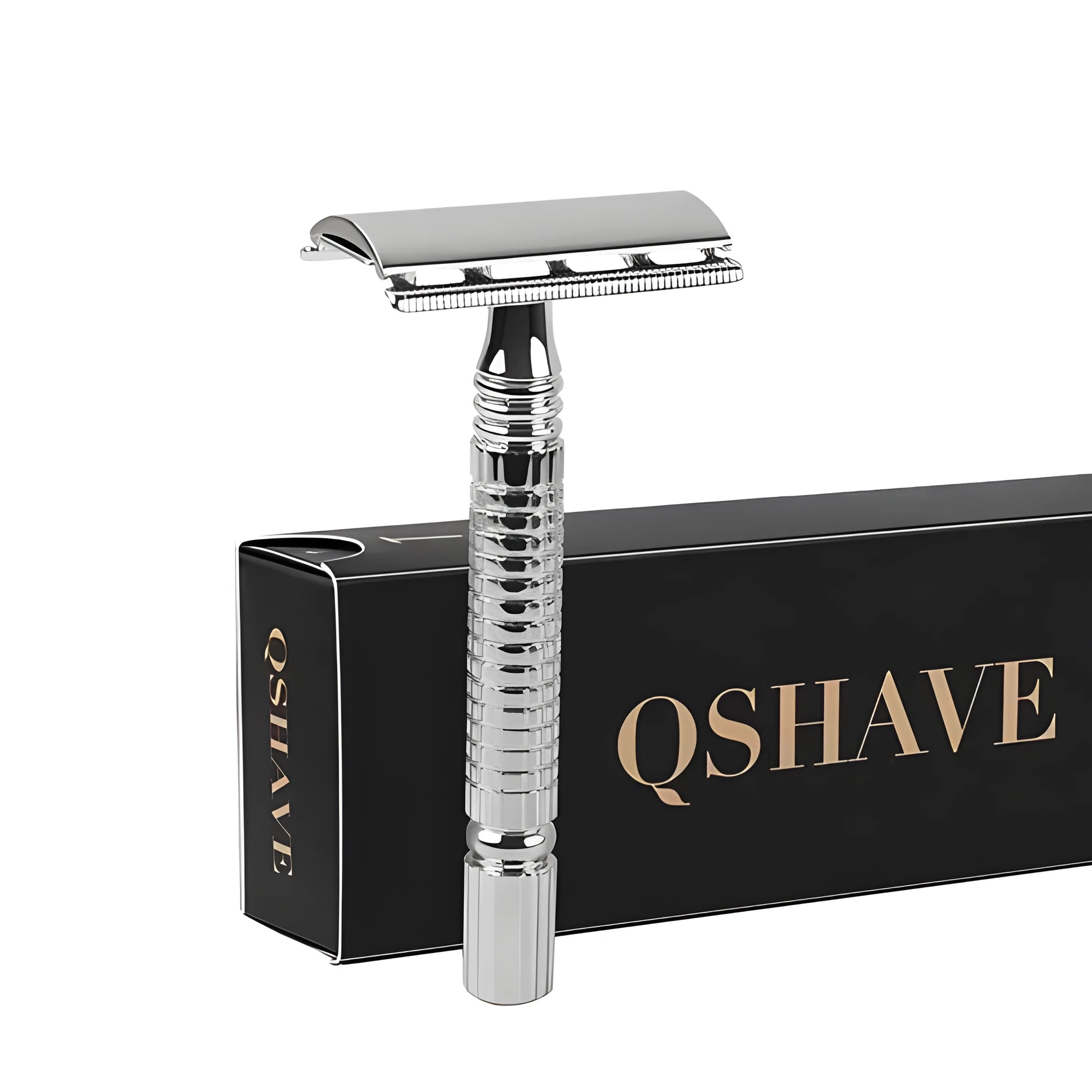 Superior double-edged safety razor, blade, and storage box shaving kit.