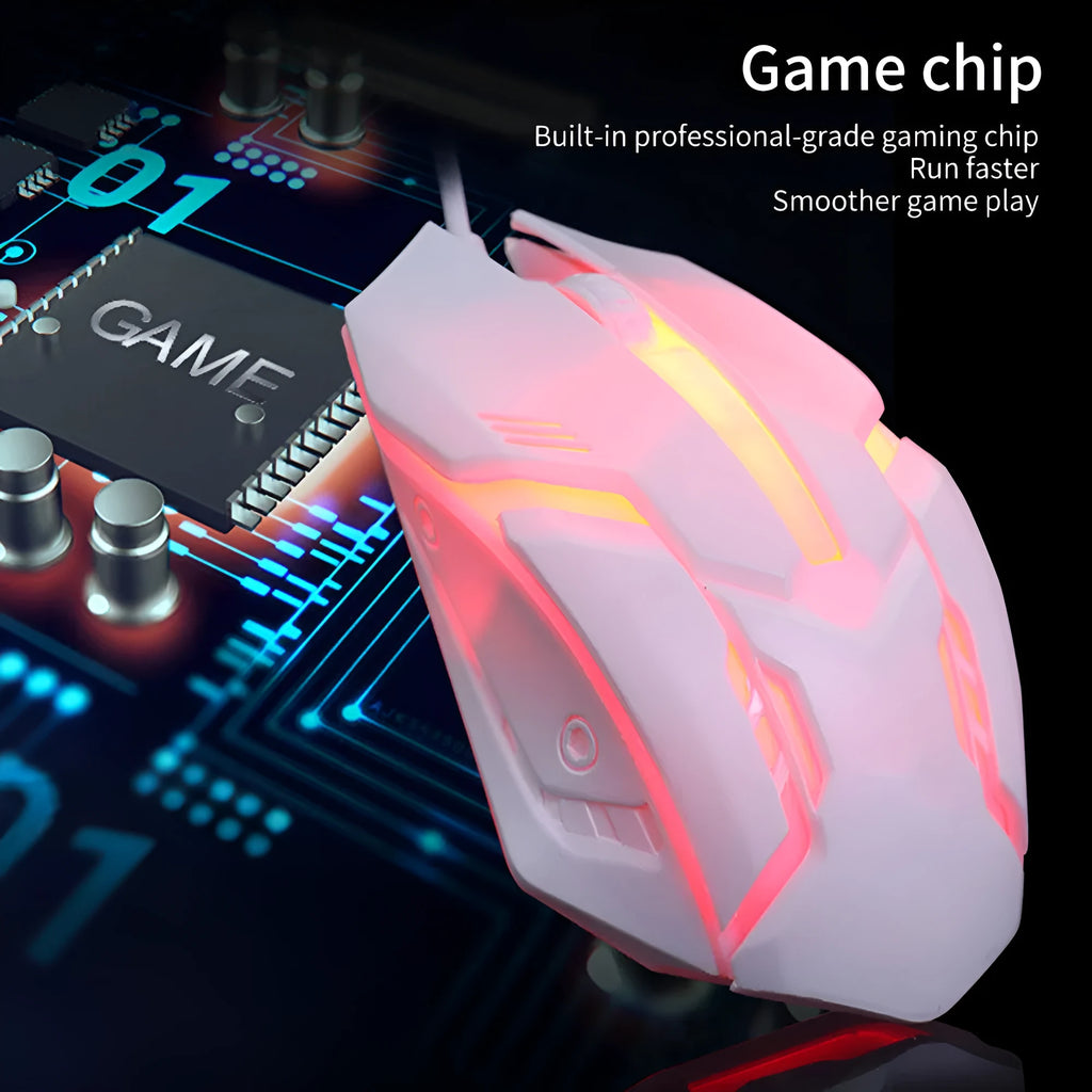 Wired luminous computer mouse with USB connector and colourful glow illumination