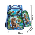 Blue anime cartoon print children's school backpack with load-reducing straps and pencil case