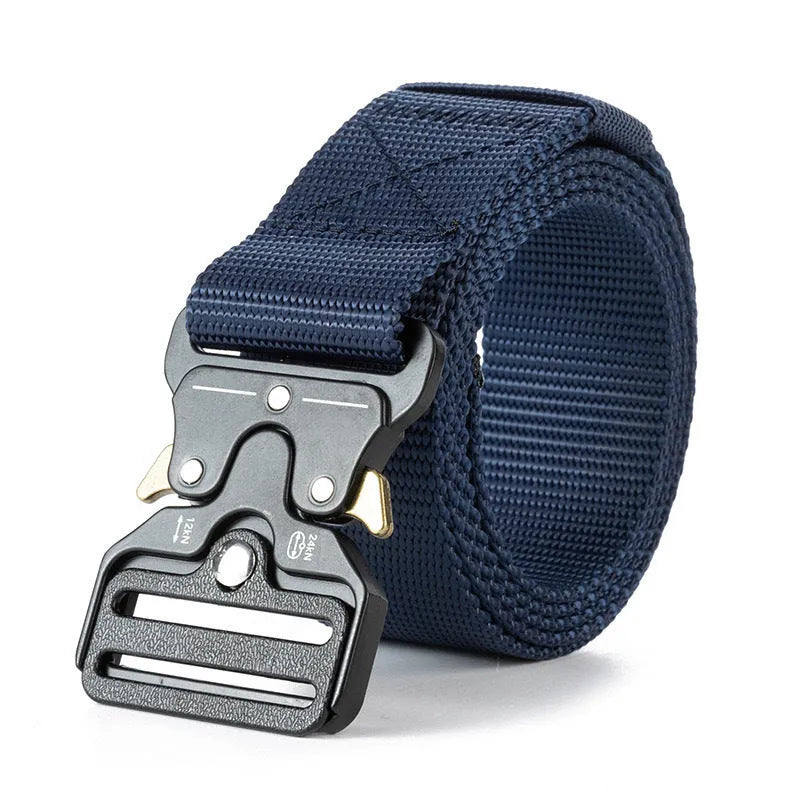 Men's thick canvas tactical belt with alloy quick-release buckle in various colours