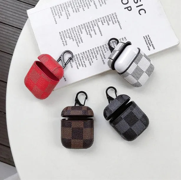 IPhone XS MAX hard plastic case with leather-effect grid pattern in black, brown, red, and white colour options.