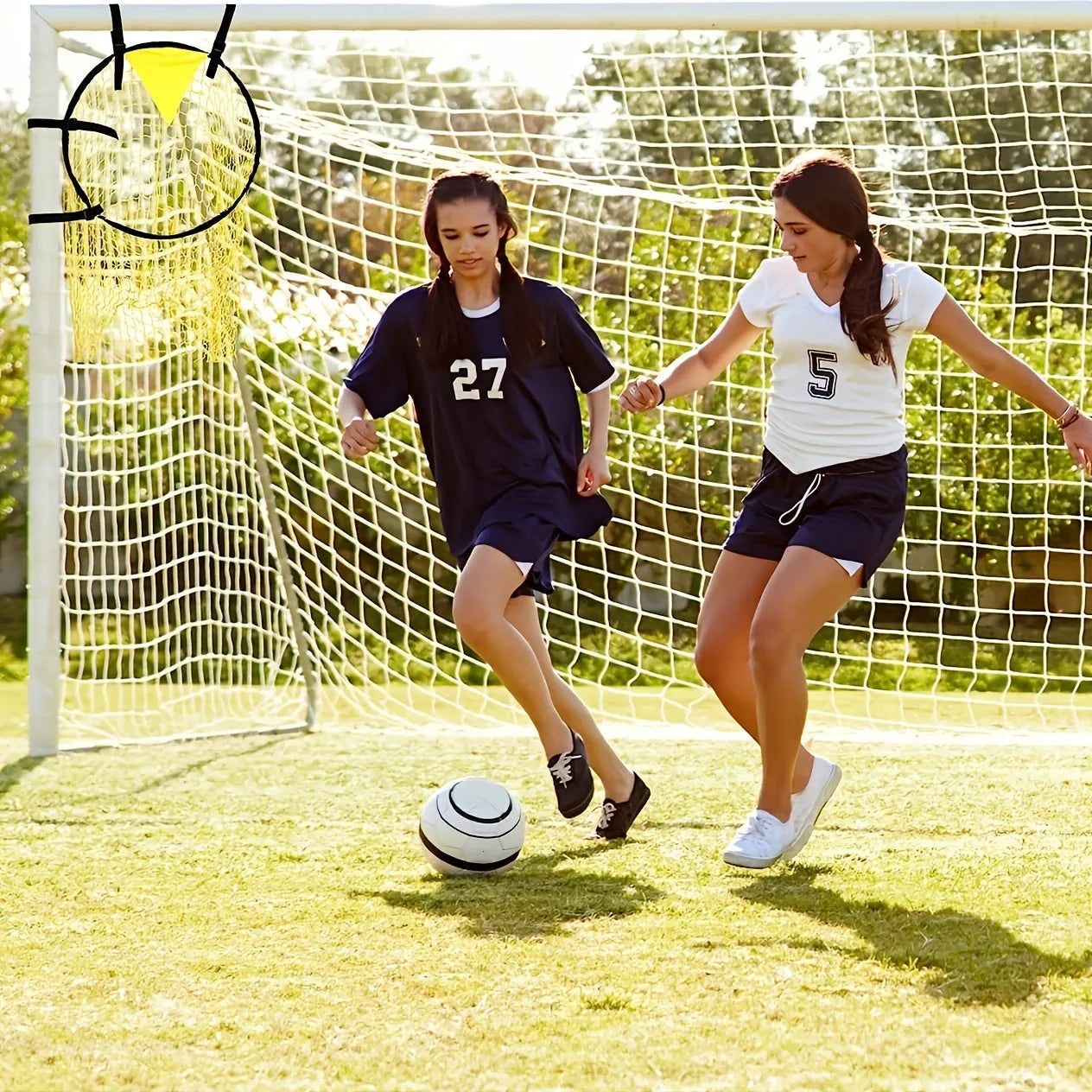 Portable soccer training goal net measuring 6ft by 4ft in polyethylene material