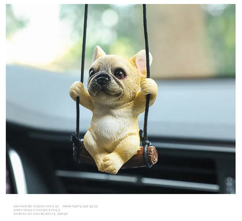 Resin bulldog car hanging ornament for rearview mirror in multiple colour options