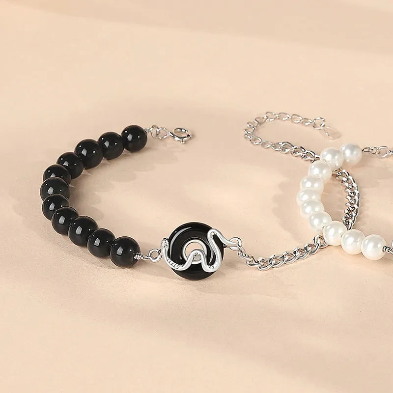 925 sterling silver couple bracelet with snake zodiac design and peace buckle in new Chinese style
