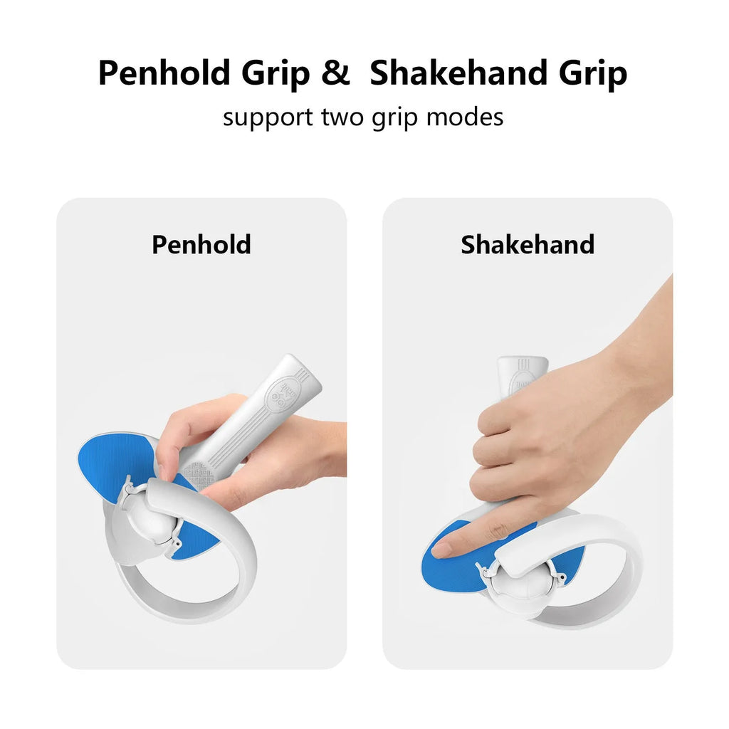 Red and blue plastic silicone hand grip for Pico 4 VR controller table tennis gameplay
