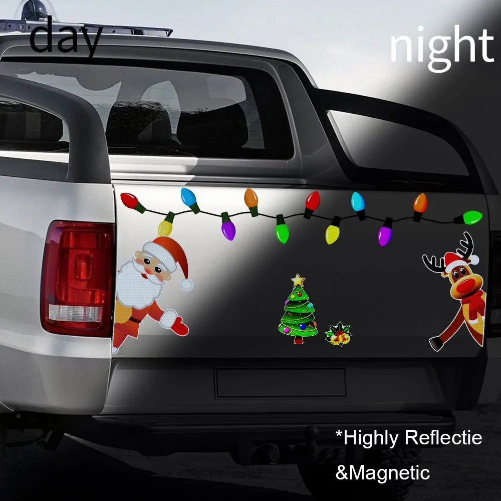 Christmas elk reflective magnetic car decoration sticker with cartoon design