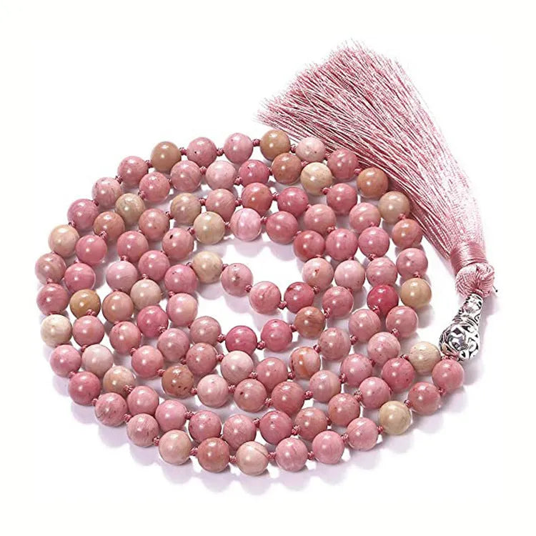 Geometric agate tassel necklace with colourful stone patterns and adjustable 95-100cm length