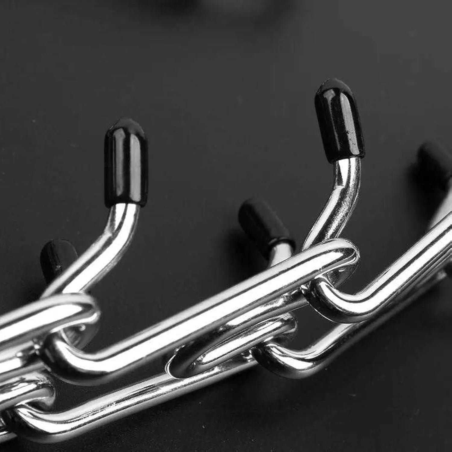 Stainless steel dog prong training collar with rubber tips and adjustable chain links