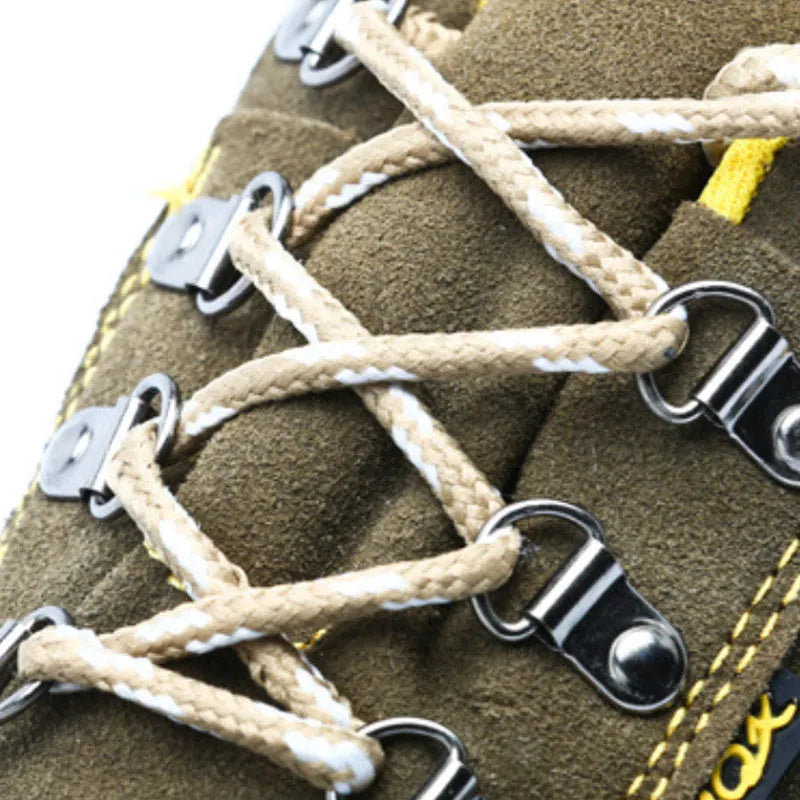 Bronze men's steel toe safety shoes with cow suede leather upper and solid rubber soles