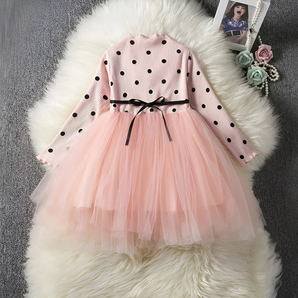 Baby girl's long sleeve black lace tutu dress for birthday parties and christenings