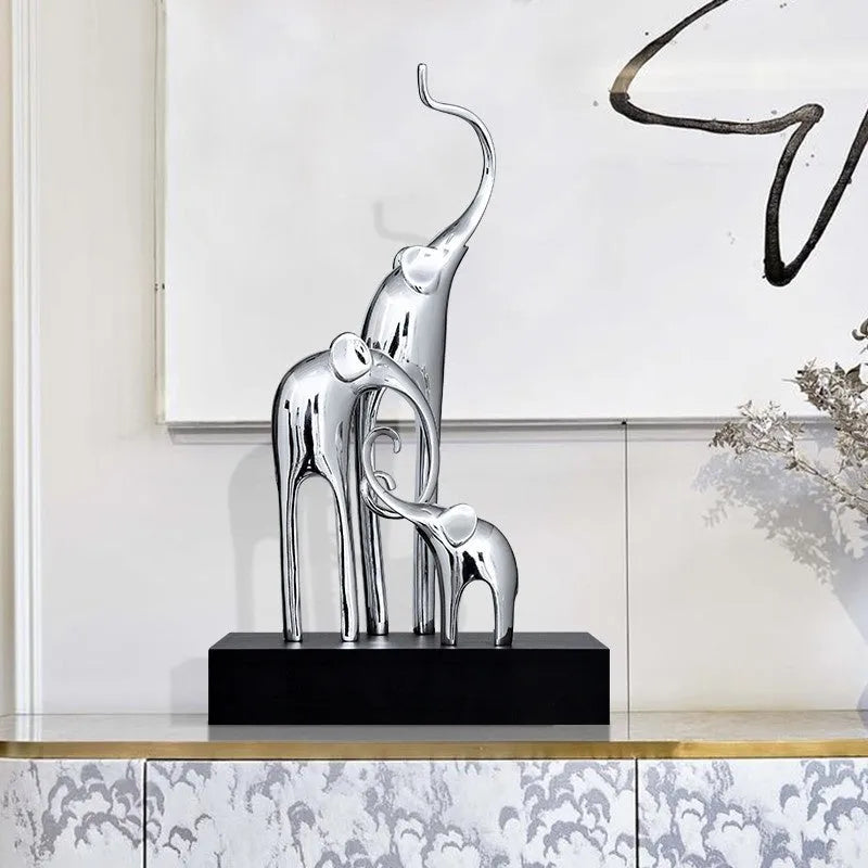 European style Fortune Bring Elephant decorative resin craft ornament in bright gold finish.