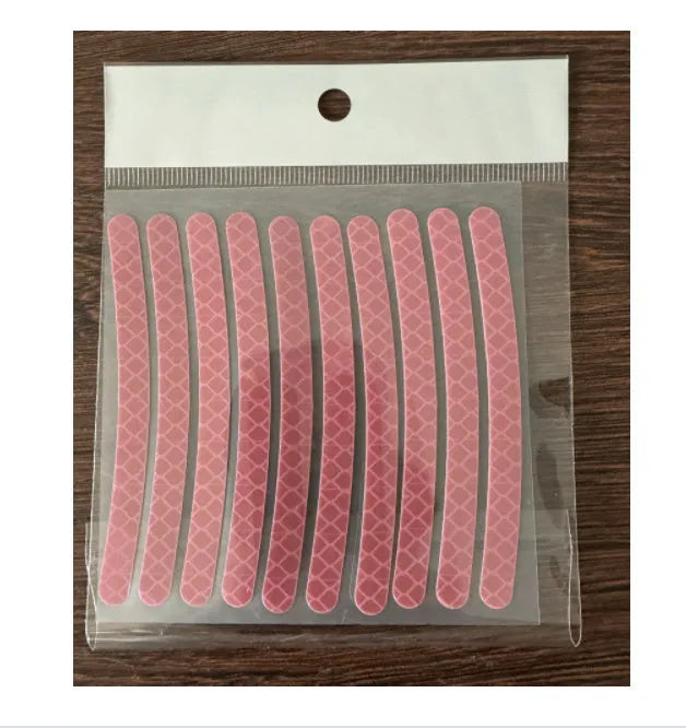 Pack of 20 arc-shaped reflective PVC stickers for car wheel hubs in various fluorescent and metallic colours