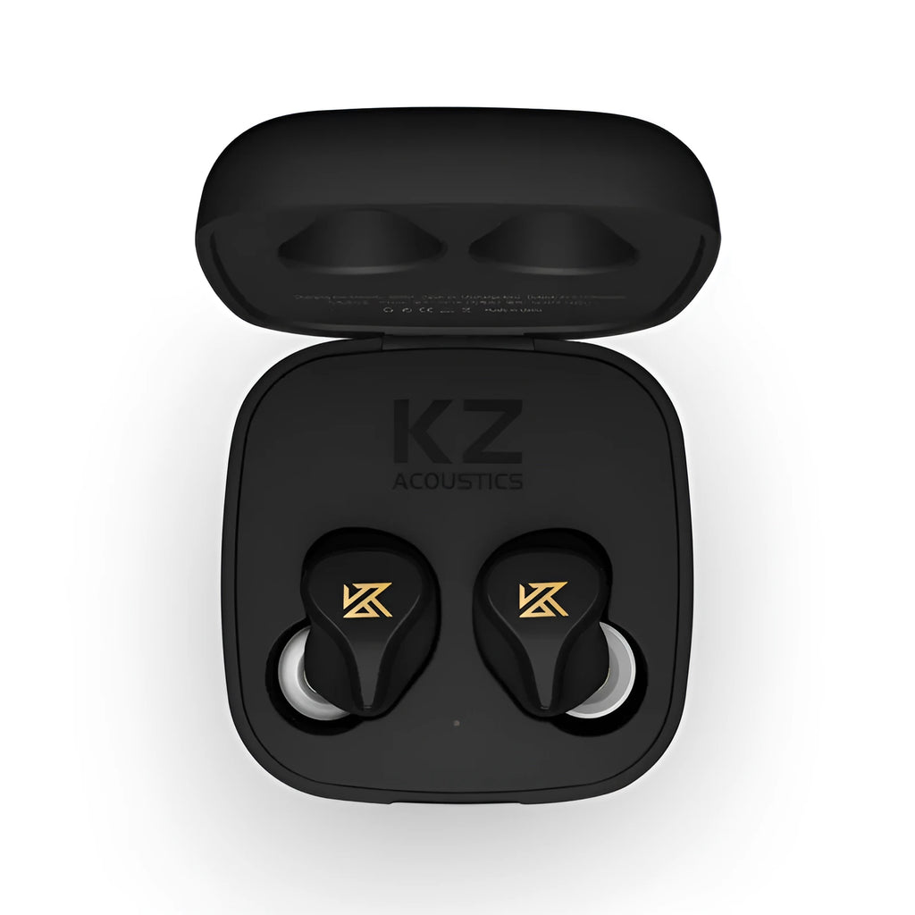 Black and green Z1 true wireless Bluetooth in-ear headphones with no connecting wire, shown on a white background.