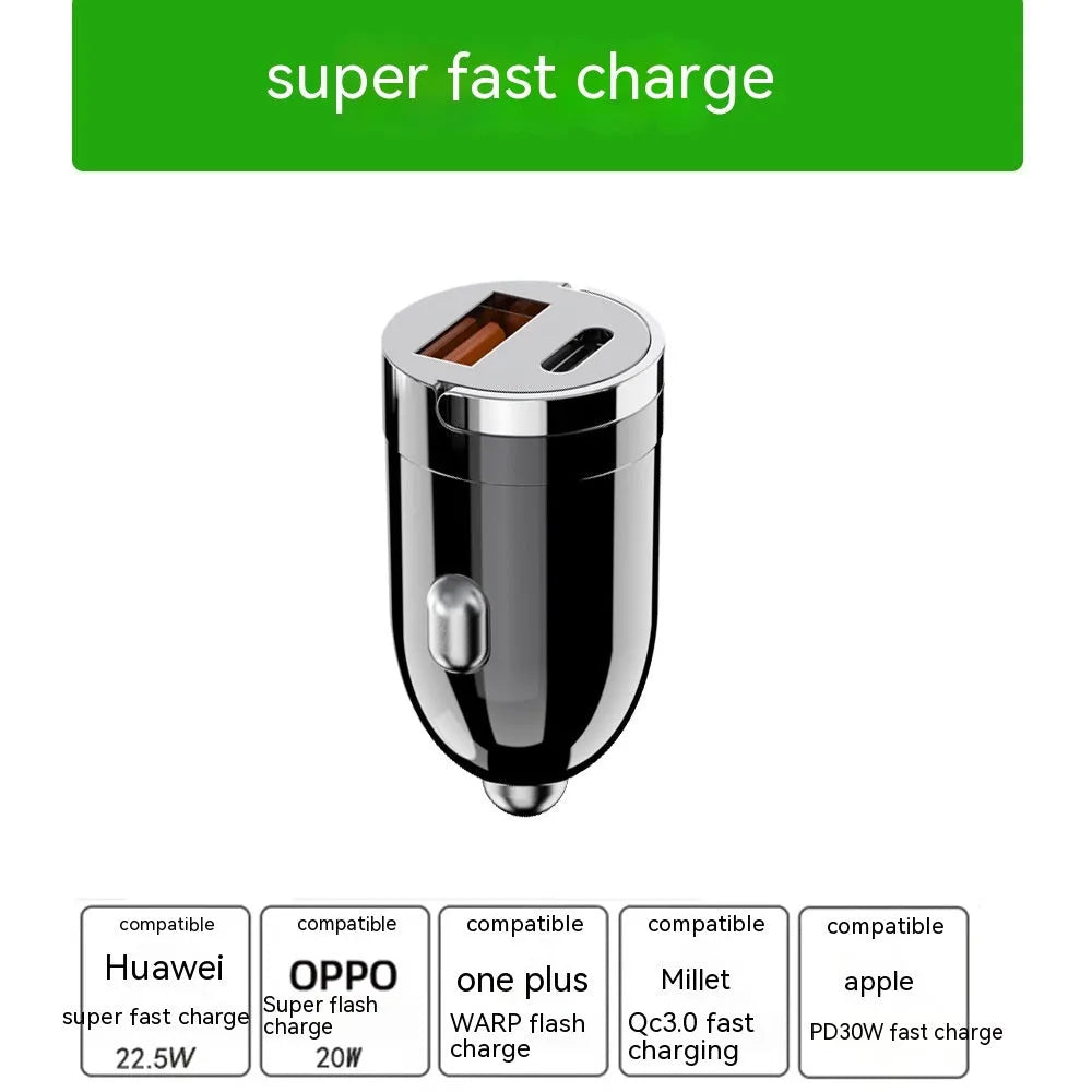 Black 200W car charger with zinc alloy construction measuring 38mm