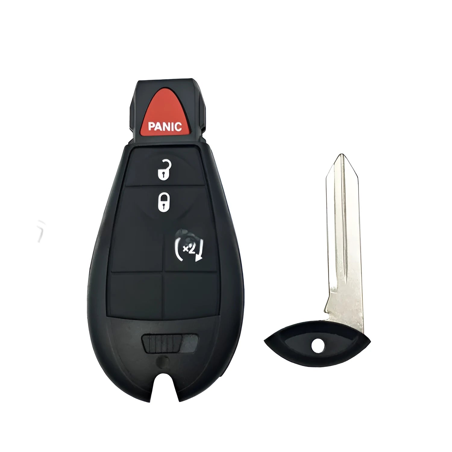 Dodge Chrysler smart key replacement shell in ABS brass, dimensions 85mm x 42mm x 15mm.