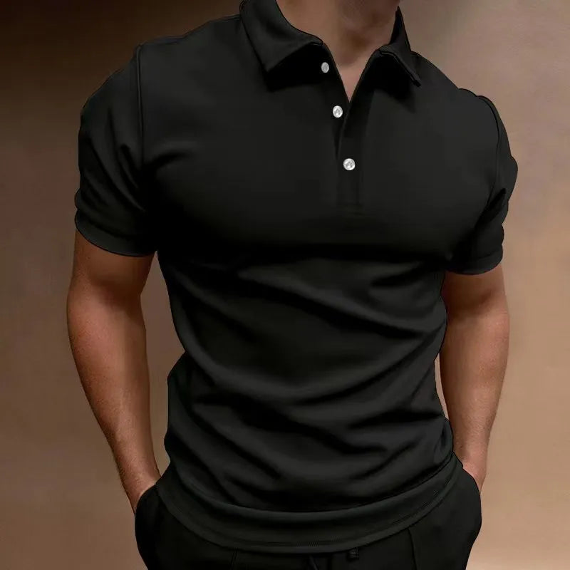 Men's loose fit button t-shirt in a cotton blend fabric available in multiple colours
