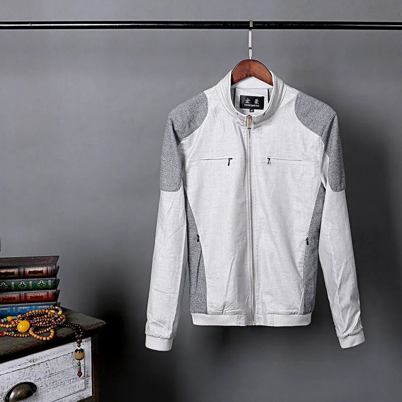 Men's thin linen jacket in regular fit available in blue, grass green or heather grey colours