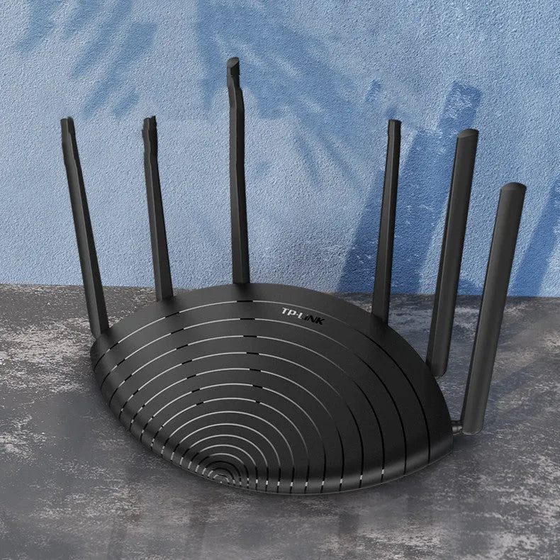TL-WDR7661 AC1900 Gigabit wireless home router in a compact black casing.