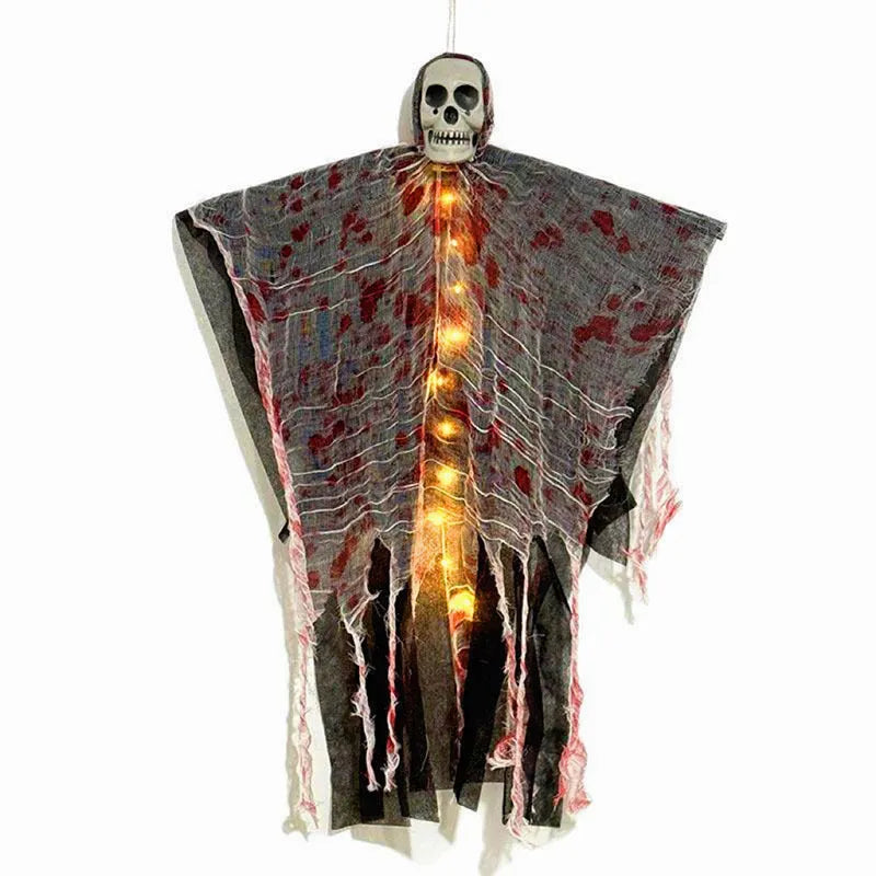 Blood-dyed luminous plastic skull hanging ghost Halloween outdoor ornament