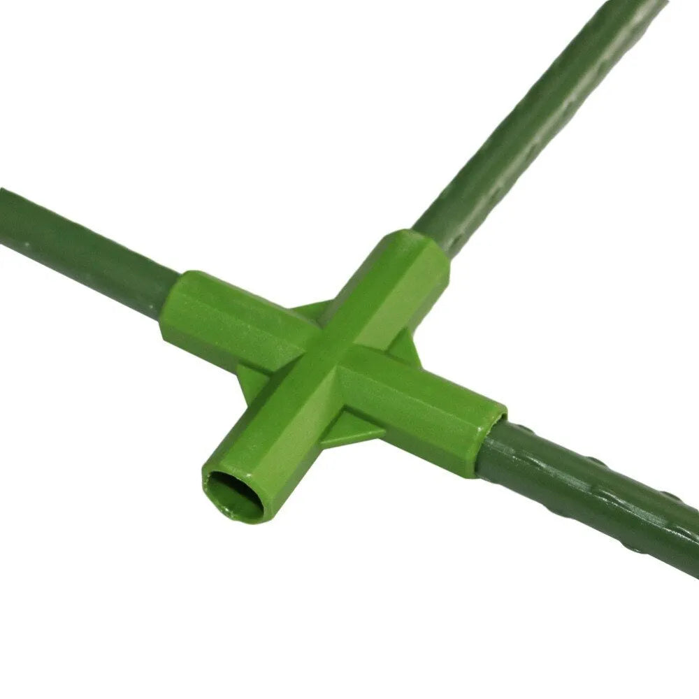 Two piece 11mm PP plant support connector set with three and four way joints for garden stakes