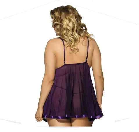 Women's seamless lace sleepdress with mesh panels in multiple colours and sizes up to 6XL