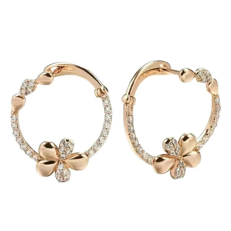 Copper round ring earrings with electroplating finish, geometric shape, colour EK13286-FD-01