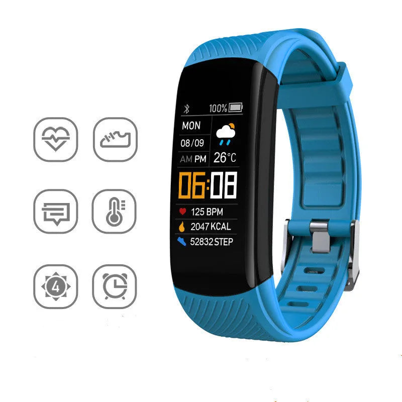 Adult sports silicone pedometer bracelet with 0.96 inch screen and TPU band in multiple colours