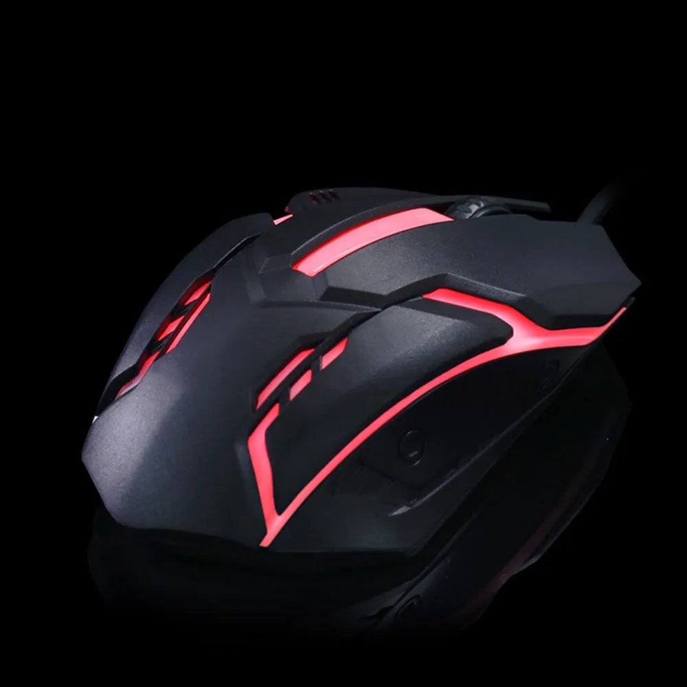 Wired luminous computer mouse with USB connector and colourful glow illumination