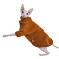Caramel brown chenille hairless cat jumper, thickened for winter, unisex, sizes XS to XXL.
