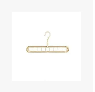 Plastic clothes hanger with a rotating hook in assorted colours on a white background.