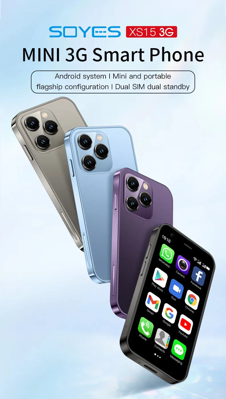 S23PRO XS15 mini smartphone in black, green, or pink purple with straight plate design and 30 screen