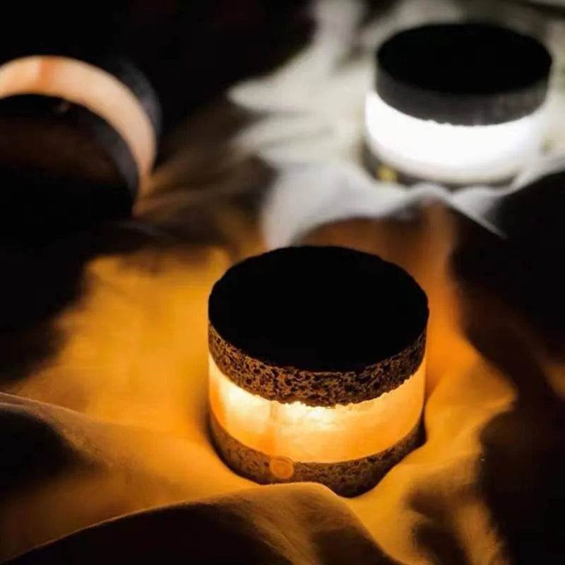 Orange volcanic rock USB night light with essential oil diffuser measuring 9cm by 7.5cm